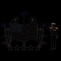 36' x 42' Animated Flag and<br />Fireworks with 25' General<br />Eisen