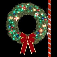 4' RMP Wreath with Metallic<br />Ornaments and C7 LED
